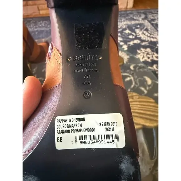 NWOT Schutz Raffaela Chevron Ankle Leather Boots Sz. 8 - Picture 8 of 8